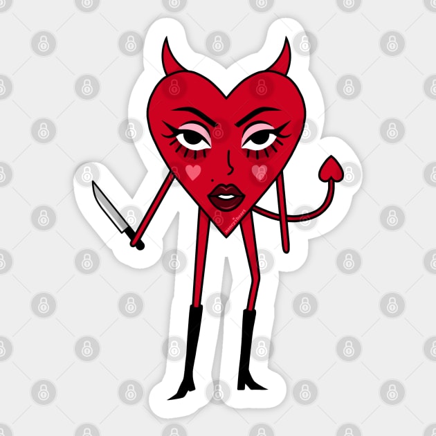 Killer Devil Cute Heart nancyvheart Sticker by Nancyvheart 